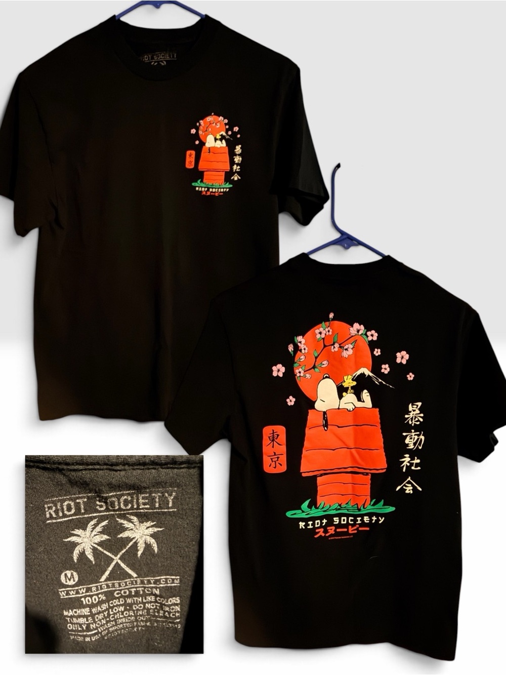 Riot Society Men’s Black Snoopy Tokyo Graphic Tee